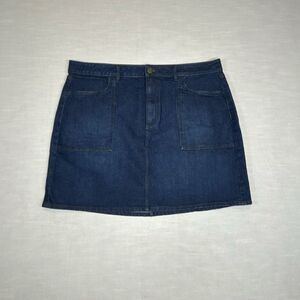 Ann Taylor LOFT Women's Mini Skirt Dark Blue Denim Zip Women's Size 16 Pocket